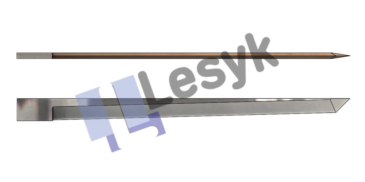 Нож Lesyk TC knife blade 1,5° / 75 mm pointed №26.62.150-W (толщ.ножа 1.5 мм, толщ. материала 75 мм/ HV1500) для планшетных плоттеров Zund и пр.