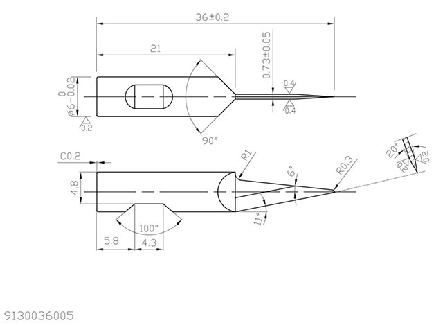 Нож 4CNC для планшетного плоттера 9130036005 (15x36x6x0.73 мм)