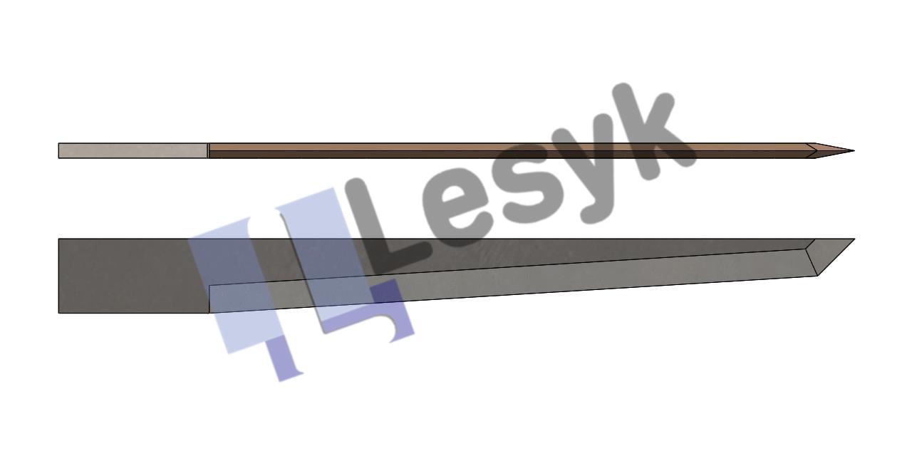 Нож Lesyk TC knife blade 3,5° / 40 mm pointed №26.62.040 (толщ.ножа 1 мм, толщ. материала 43 мм) для планшетных плоттеров Zund и пр.