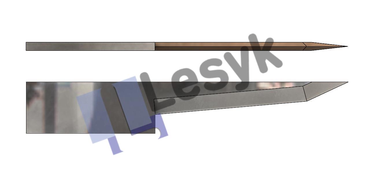 Нож Lesyk TC knife blade T 20 №26.64.313 (толщ.ножа 0.6 мм, толщ. материала 14 мм) для планшетных плоттеров Zund и пр.