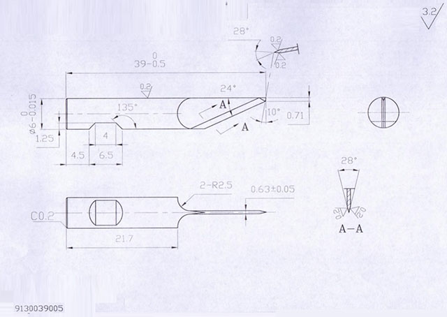 Нож 4CNC для планшетного плоттера 9130039005 (17.3x36x6x0.63 мм)