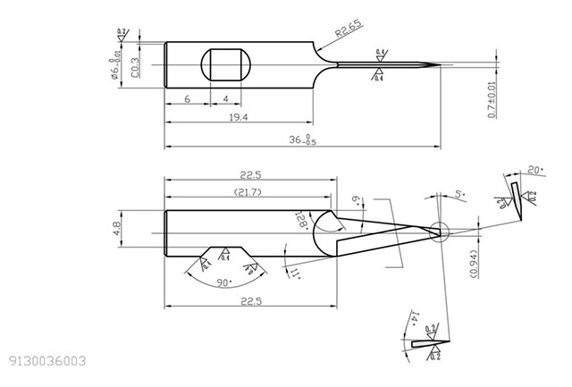Нож 4CNC для планшетного плоттера 9130036003 (13.5x36x6x0.7 мм)