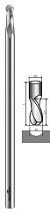 Сферическая твердосплавная фреза Z2 1.0x4.36x2.5x165 (dxDxhxL)