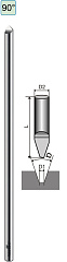 Конический твердосплавный гравер для Roland, U-mark, Gravotech, Vision 90°x0.1x3.175x114 (αxdxDxL)